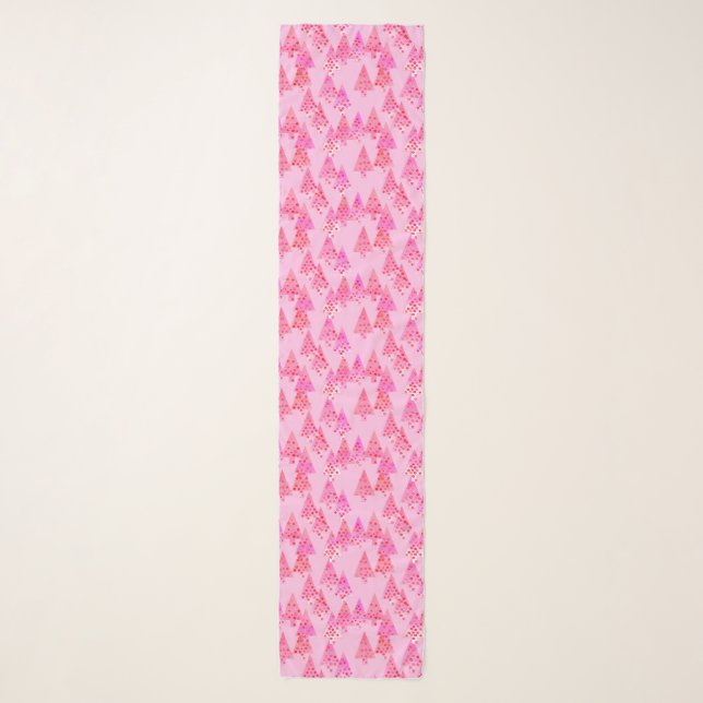 Modern Flower Christmas Trees, Pastel Pink Scarf (Front)