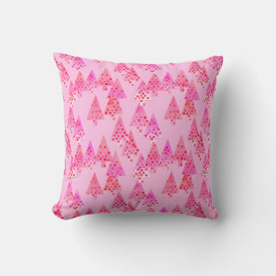 Modern flower Christmas trees - pastel pink Throw Pillow