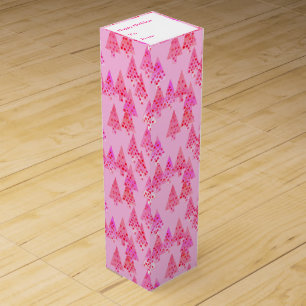 Modern flower Christmas trees - pastel pink Wine Gift Box