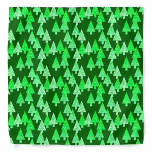 Modern flower Christmas trees - pine green Bandana