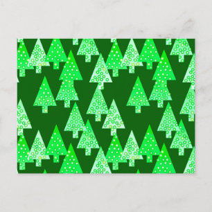 Modern flower Christmas trees - pine green Holiday Postcard