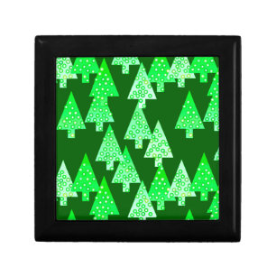 Modern flower Christmas trees - pine green Jewelry Box