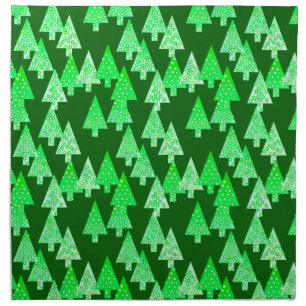 Modern flower Christmas trees - pine green Napkin