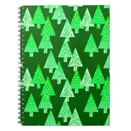 Modern flower Christmas trees _ pine green Notebook