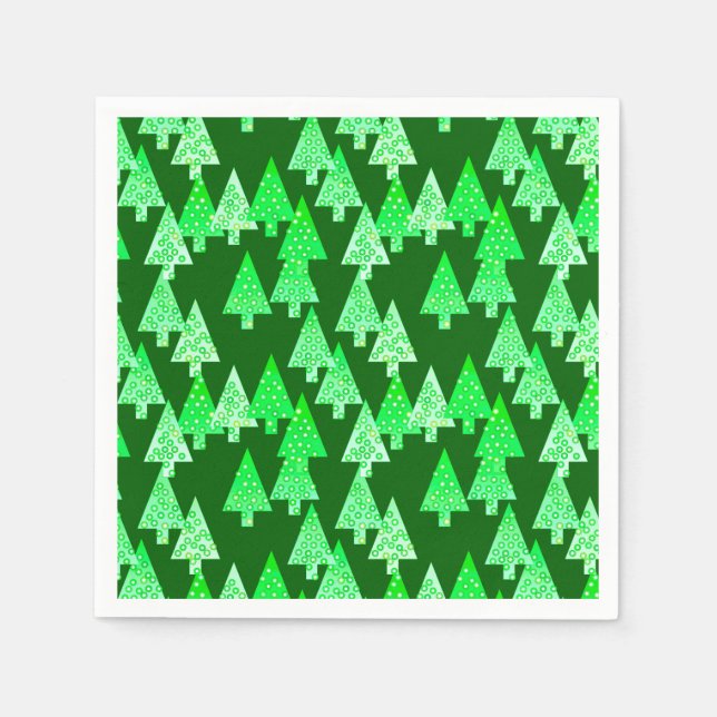 Modern flower Christmas trees - pine green Paper Napkins (Front)