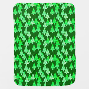 Modern flower Christmas trees - pine green Stroller Blanket