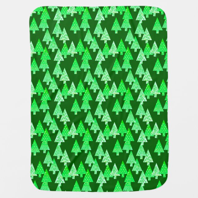 Modern flower Christmas trees - pine green Stroller Blanket (Front)