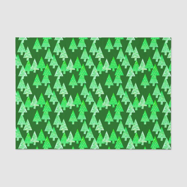 Modern flower Christmas trees - pine green Tissue Paper (Front)