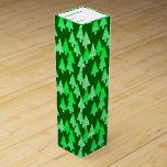 Modern flower Christmas trees - pine green Wine Gift Box<br><div class="desc">Mid-Century Modern,  flower embellished,  Christmas trees in a silky gradient - trees in shades of pale mint and lime green on a dark pine background</div>