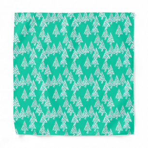 Modern flower Christmas trees - seafoam green Band Bandana