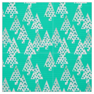 Modern flower Christmas trees - seafoam green Fabric