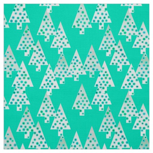 Modern flower Christmas trees - seafoam green Fabric