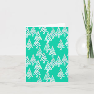 Modern flower Christmas trees - seafoam green Holiday Card