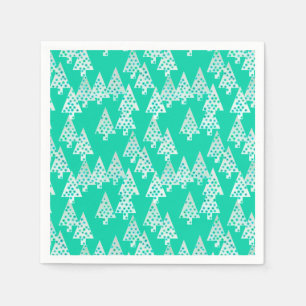 Modern flower Christmas trees - seafoam green Paper Napkins