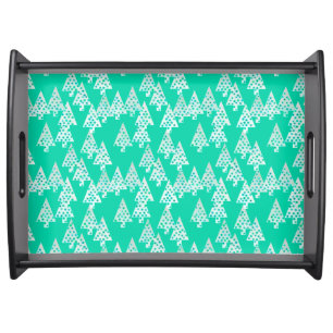 Modern flower Christmas trees - seafoam green Serving Tray