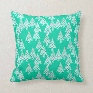Modern flower Christmas trees - seafoam green Throw Pillow