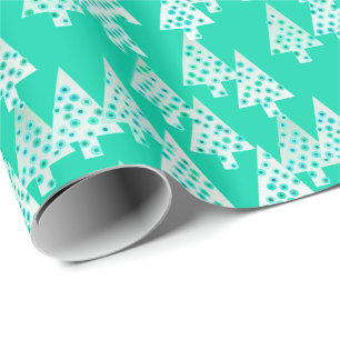 Modern flower Christmas trees - seafoam green Wrapping Paper