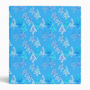 Modern flower Christmas trees - sky blue 3 Ring Binder