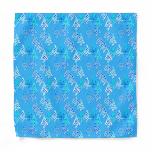 Modern flower Christmas trees - sky blue Bandana