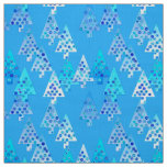 Modern flower Christmas trees - sky blue Fabric