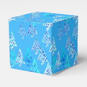 Modern flower Christmas trees - sky blue Favor Boxes