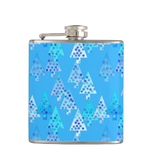 Modern flower Christmas trees - sky blue Flask