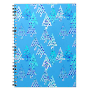 Modern flower Christmas trees - sky blue Notebook