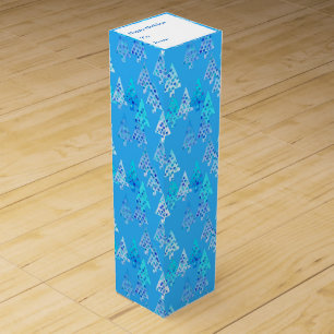 Modern flower Christmas trees - sky blue Wine Gift Box
