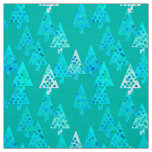 Modern flower Christmas trees - turquoise Fabric