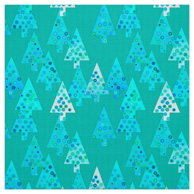 Modern flower Christmas trees - turquoise Fabric (Swatch)