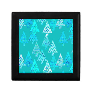 Modern flower Christmas trees - turquoise Gift Box