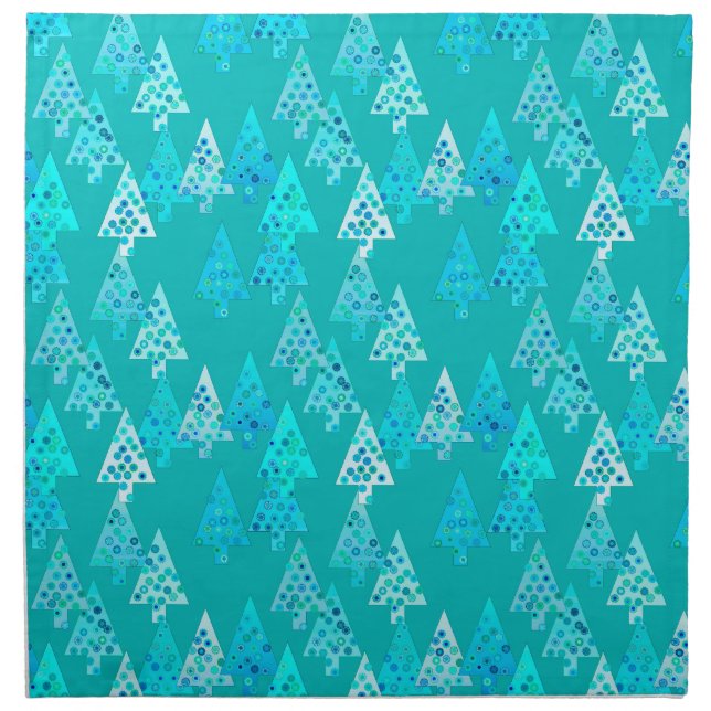 Modern flower Christmas trees - turquoise Napkin (Front)