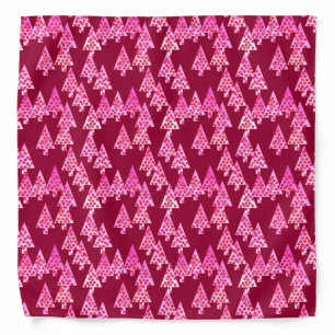 Modern flower Christmas trees - wine & pink Bandana