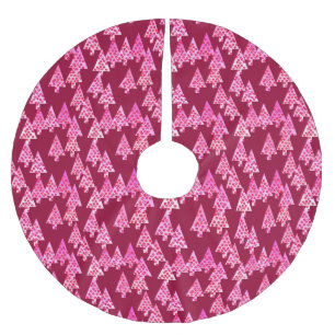 Modern flower Christmas trees - wine & pink Brushed Polyester Tree Skirt