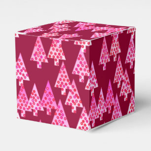 Modern flower Christmas trees - wine & pink Favor Boxes
