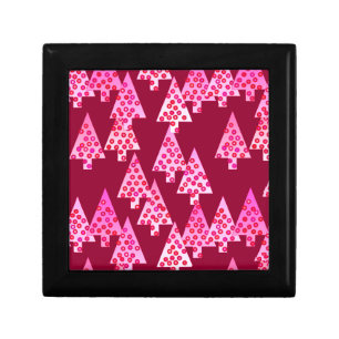 Modern flower Christmas trees - wine & pink Gift Box
