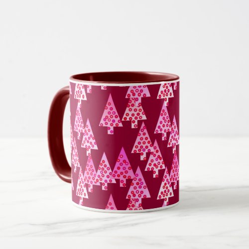 Modern Flower Christmas Trees Wine  Pink Mug