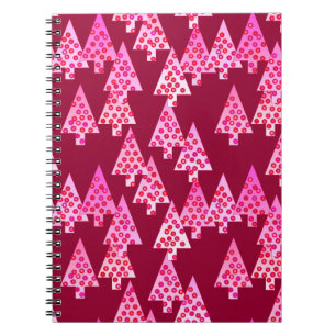 Modern flower Christmas trees - wine & pink Notebook