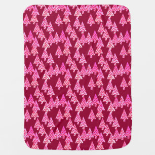 Modern flower Christmas trees - wine & pink Receiving Blanket