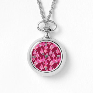Modern flower Christmas trees - wine & pink Watch