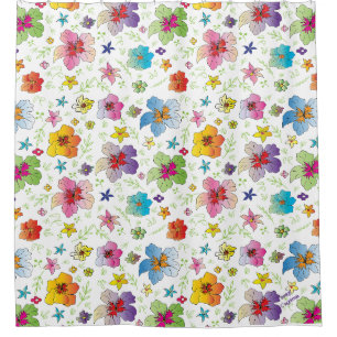 Modern Flower Floral Pattern Colorful Art Shower Curtain