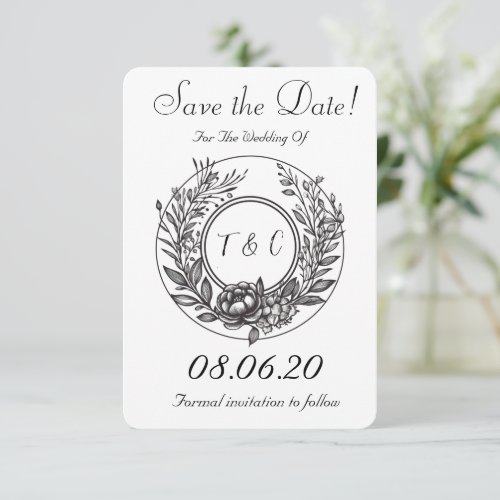 Modern Flower Floral Save The Date