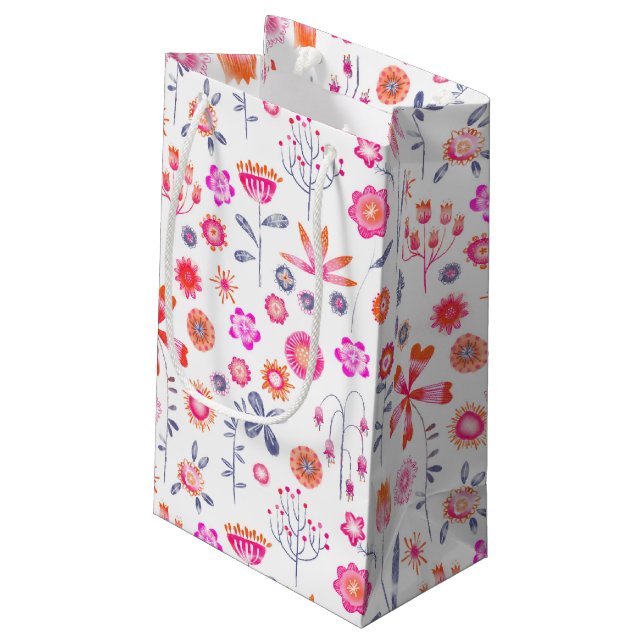Modern Flower Garden Small Gift Bag (Back Angled)