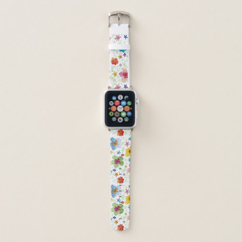 Modern Flower Garden _ Watercolor Floral Pattern Apple Watch Band