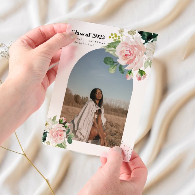 Modern Flower | Gold Dust Arch Photo  Vellum Invitations (Creator Uploaded)
