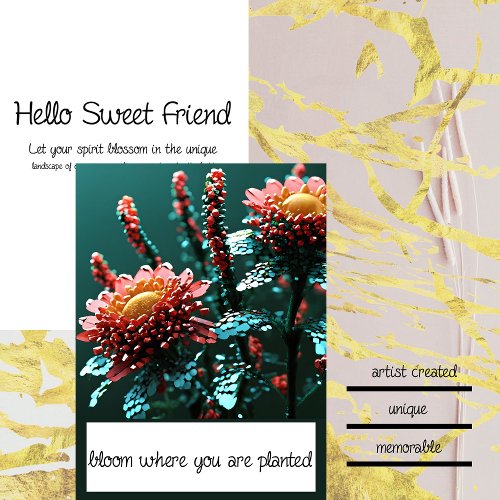 Modern Flower  Hello Friend  Card