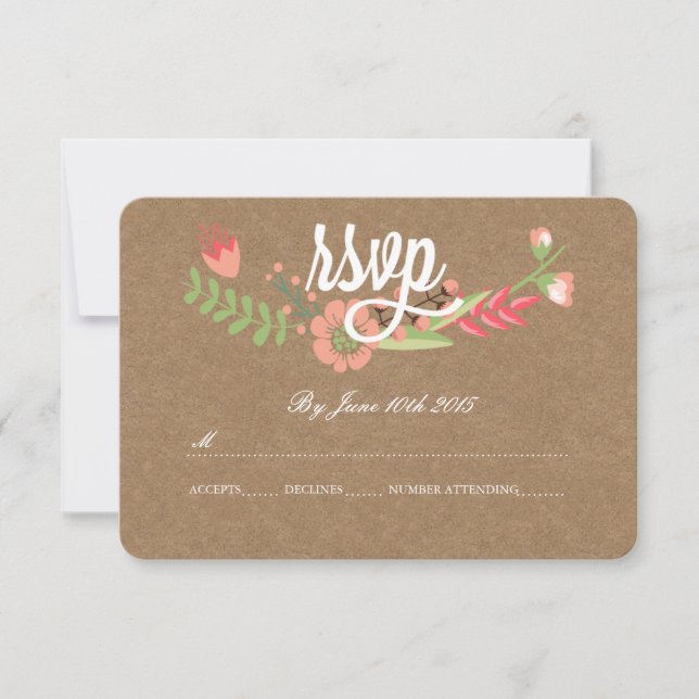 MODERN FLOWER KRAFT PAPER RSVP CARDS (Front)