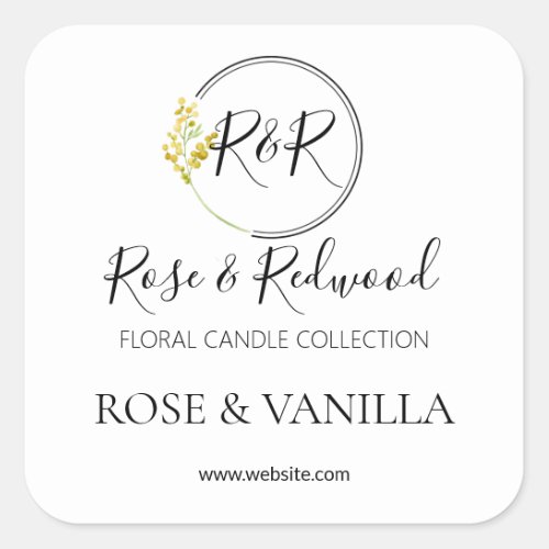 Modern Flower Logo White Candle Product Labels