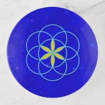 Modern Flower of Life on Blue