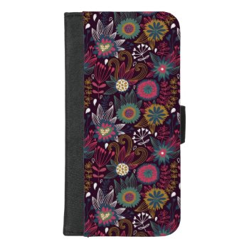 Modern Flower Pattern Iphone 8/7 Plus Wallet Case by bestgiftideas at Zazzle